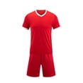 thumbnail image 3 of Loopsun Boys Short Sleeve V Neck Tank Top Solid Shirt and Shorts Uniform Outfit Red, 10-11 Years, 3 of 5