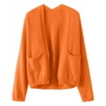 thumbnail image 4 of Womens Lightweight Open Front Casual V-Neck Long Cardigan Sweater with Pockets Orange, XXL, 4 of 4