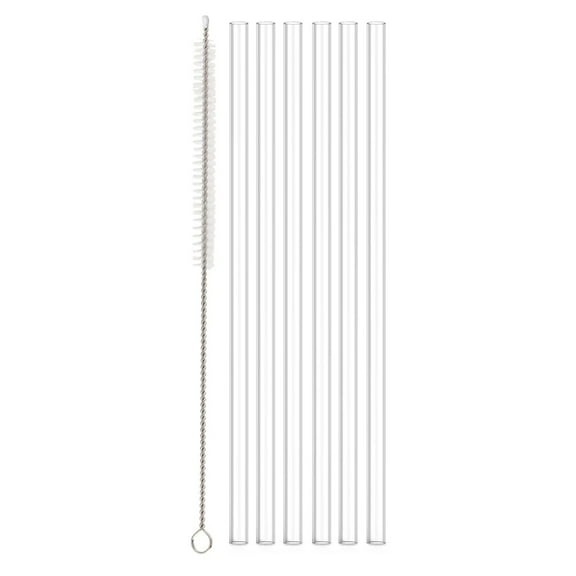 Replacement Straw Compatible with Stanley 20 oz 30 oz 40 oz Cup Tumbler, 6 Pack Reusable Straws with Cleaning Brush transparent