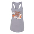 thumbnail image 2 of Wild Bobby It's Pumpkin Spice Latte Season Orange Black and White Halloween Women Racerback Tank Top, Heather Grey, Medium, 2 of 6