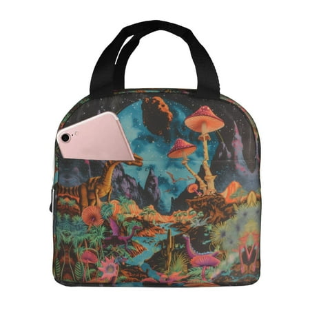 Insulated Lunch Bag for Women Men - Galactic Jungle Dinosaurs Leakproof Cooler Lunch Box for Women Men  Lunch Tote Bags for Work School Picnic Travel