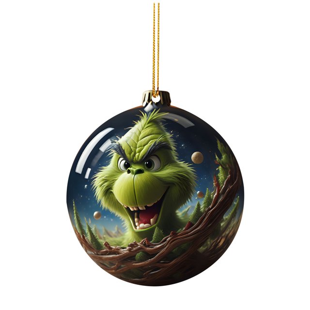 Mini Grinch Ornaments Christmas Acrylic Green Monsters Decorations, Acrylic Flat Christmas Tree Hanging Ornaments, Single Side Printed Pendant For Tree / Car / Backpacks