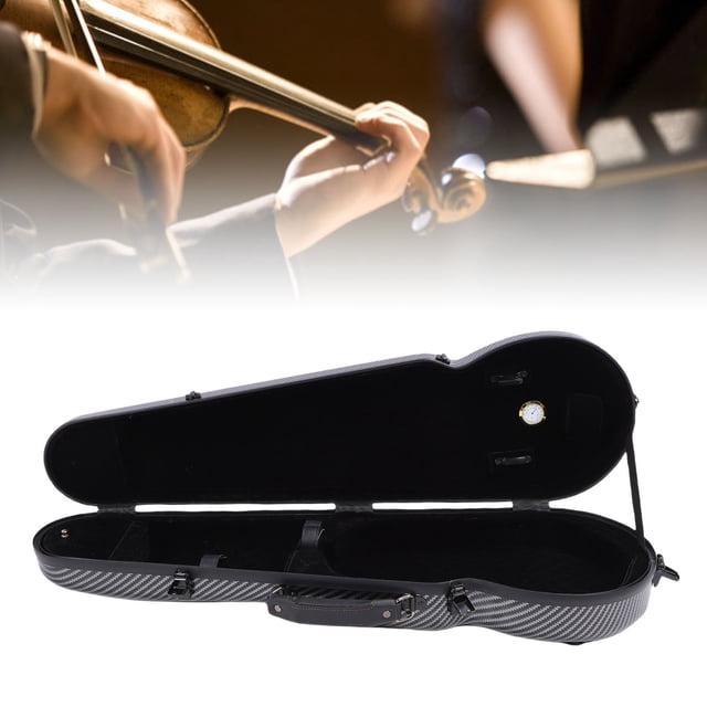 Violin Storage Box, Dust Proof Pad Carbon Fiber Violin Case for 4/4 3/4 1/2 1/8 Size