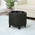 thumbnail image 3 of Victorian Vibes Round Storage Ottoman with Removable Tray Lid, Soft Fabric Upholstery, Hidden Compartment, Compact & Stylish Seating for Living Room or Bedroom, 3 of 6