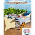 thumbnail image 5 of Spring Floral Outdoor Tablecloth - 60x102 Inch Rectangle Dining Table Cover, Blue Checkered Summer Botanical Watercolor Waterproof Outdoor Table Cloth with Umbrella Hole & Zipper for Patio, 5 of 6