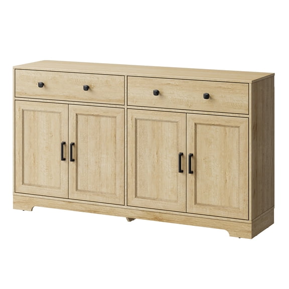 Sideboard Buffet Cabinet 63 Inch - Modern Wood Storage Credenza with Drawers for Dining Room, Kitchen or Living Room