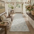 thumbnail image 7 of SIXHOME 2'x6' Floral Runner Rug, Washable Non-Slip Traditional Carpet, Soft Botanical Kitchen Hallway Entryway Rug, Beige, 7 of 7