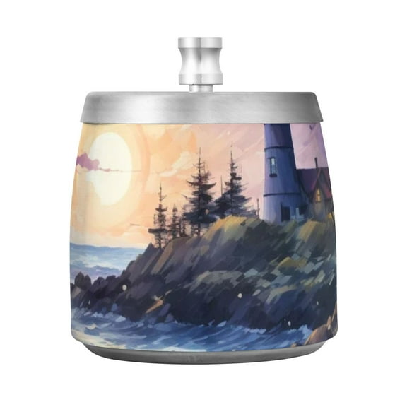 Sea Tower Moutain Ashtray with Lid Smell Proof Cigarette Ashtray Stainless Steel Smokeless Ash Holder for Indoor Outdoor