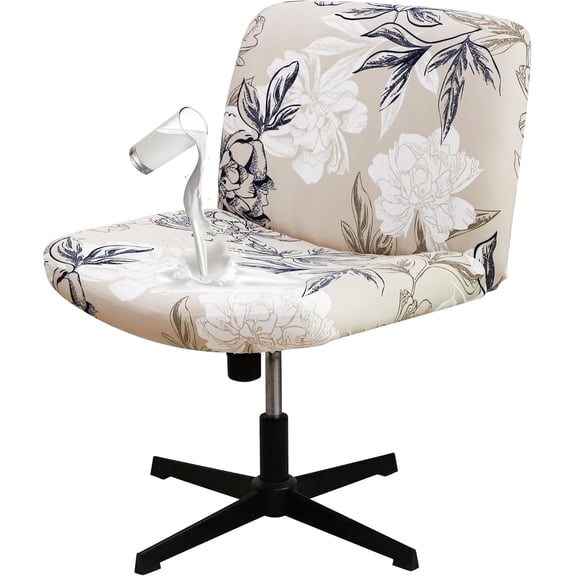 FORCHEER Chair Cover Armless Chair Slipcover Office Desk Chair Covers Velvet Embossing Mid Back Wide Seat Accent Chair Covers for Computer Chairs and Vanity Chairs