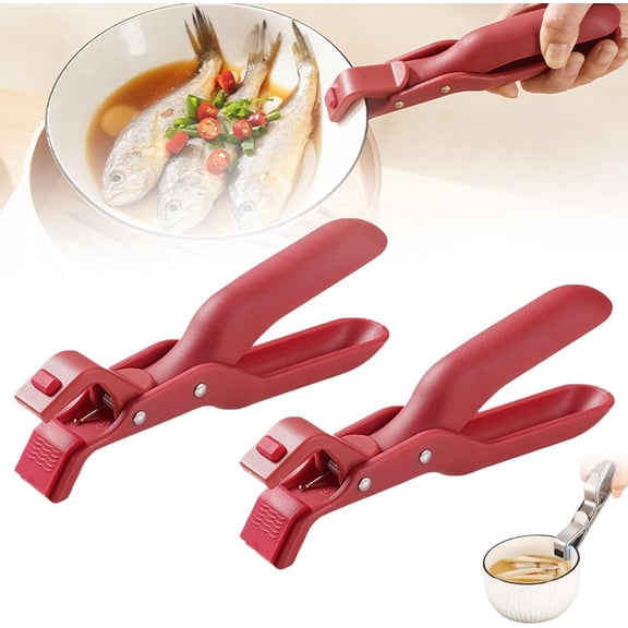 2026 New Upgrade Hot Plate Gripper Lifters Tongs, Multi-function Anti-Scald Bowl Clip,Silicone Non-slip Hot Dish Plate Holder,Microwave Oven Cooking,Kitchen Utensil for Bowls,Pans,Dishes (Red x2)