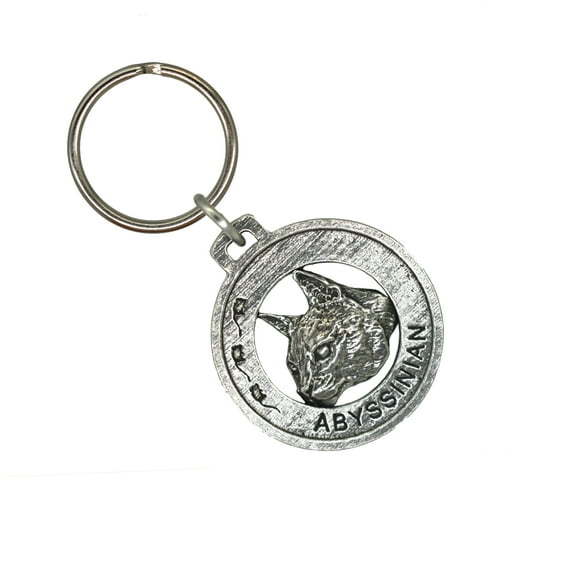 Abyssinian Cat Keychain, Aby, Abys, Kitty, Pet, Key Fob, Key Ring, Keys, Zipper Pull, Luggage Tag, Pewter, Backpack, Over 300 Keychains Designs, Handmade in the USA, C002KC