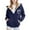 Dark Blue, variant on Shadoumai Girls Winter Hooded Jacket Zip Closure Soft Printed Pullover Outerwear for Play Casual Wear Raincoat Girls 10-12