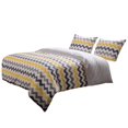thumbnail image 1 of Benzara BM15218 Couverture Réversible Neva Ensemble avec Motif Chevron & 44; Jaune & Gris - King Size - 3 Pièces, 1 of 1