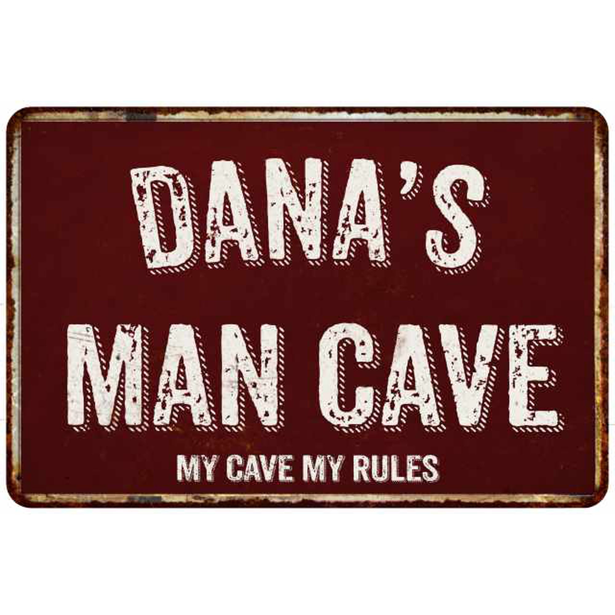 DANA S Man Cave Sign Garage Mancave Decor Accessories Signs Vintage Retro Rustic Tin Wall Art Name Home Beer Dads Gift 8 x 12 Matte Finish Metal 108120003049