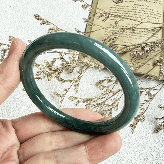 Certified Icy Green Natural A JADE Jadeite Circle Bangle Bracelet 55 mm 100988