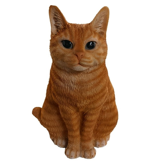 British Shorthair Tabby Cat Sitting Statue Figurine 7 x 8 x 11 Inch
