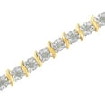 thumbnail image 4 of 10K Two Tone Gold Plated .925 Sterling Silver 1.0 Cttw Diamond S-Curve Link Miracle-Set Tennis Bracelet (I-J Color, I3 Clarity) - Choice of Metal Colors & 7" or 8" Lengths, 4 of 8