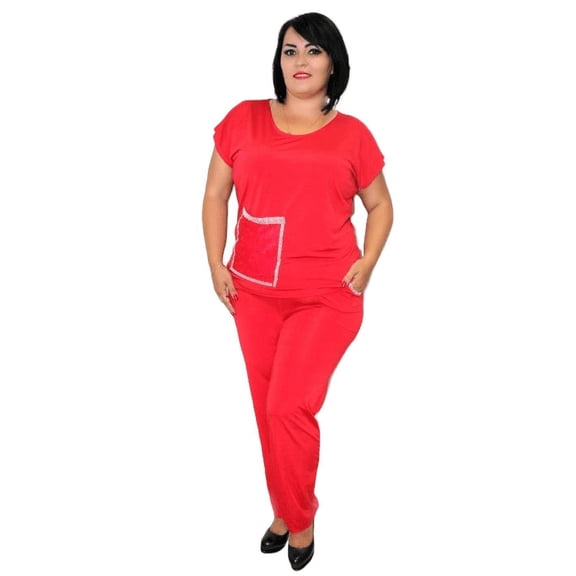 Cap Sleeve Top With Patch Pocket And Pant Set