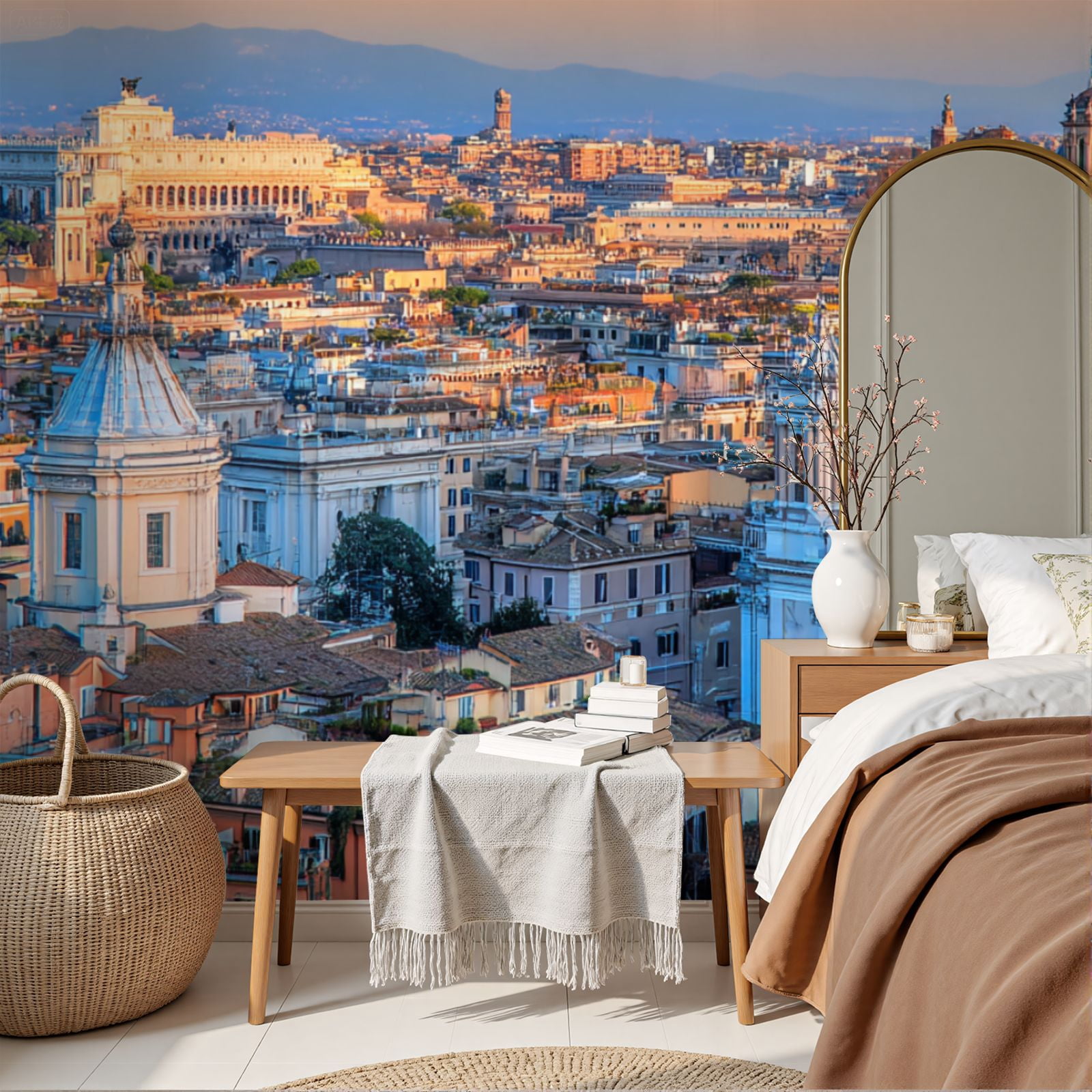Wallpaper Rome Skyline Italy Peel and Stick Wall Murals 69"H x 96"W Removable PVC Wall Paper Self-Adhesive Wall Paintings Art Decor for Bedroom Living Room