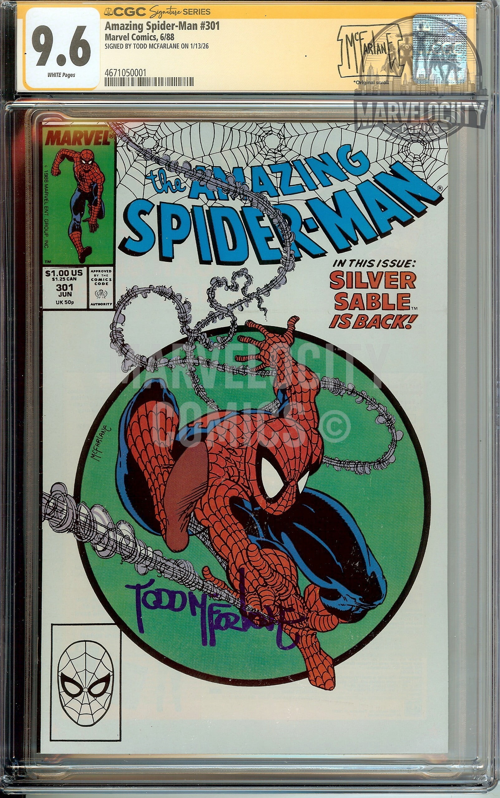 Amazing Spider-Man #301 CGC 9.8 Signed McFarlane 4671050001