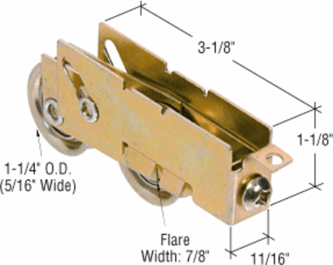 CRL 11/4" Tandem Steel Ball Bearing Sliding Glass Door Roller with 11/