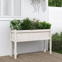 vidaXL Garden Planter with Legs White 43.3" x 12.2" x 27.6" Solid Wood Pine