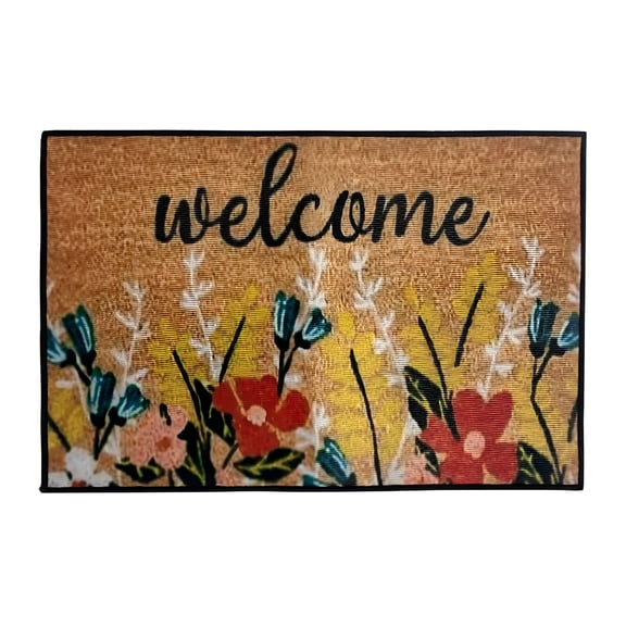 ACDANC Flowers Spring Door Mats Outside Door Mats Welcome Mat with Non-Slip Backing Heavy Duty Rubber Back Low Profile for Indoor Front Entrance Kitchen Bathroom 16x24IN