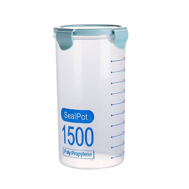 letairis PP Food Storage Box Transparent Leakproof Moistureproof Round Kitchen Fridge Restaurant Meat Nut Case Container 1500ml 1Set