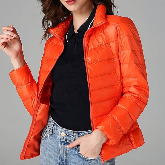 Women's Short Thin And Thick Korean White Down Padded Jacket Utility Vest Women Womens Lightweight Women's down Jackets Jacket Womens Fashion plus Size Womens Clothes Winter Coat Anorak Olive Wool