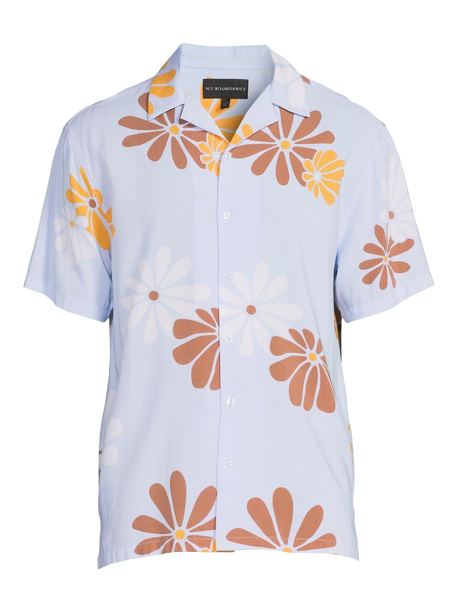 No Boundaries Men's and Big Men's Rayon Resort Shirt with Short