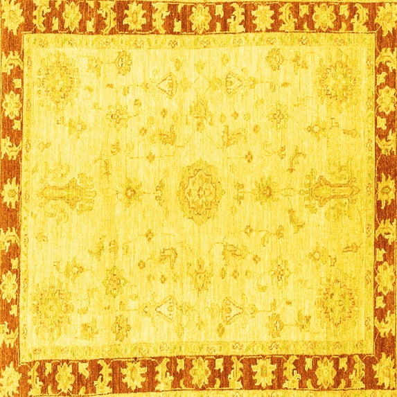Ahgly Company Indoor Square Abstract Yellow Modern Area Rugs, 3' Square