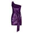 thumbnail image 4 of IROINNID Clearance Cocktail Dress for Women Wedding Guest Slim Pleated Sleeveless Skew Color Color Sexy Dress Cocktail Dress,Purple, 4 of 5