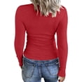 thumbnail image 2 of Lixiuxyad Womens Long Sleeve Neck Ribbed Knit Fitted Casual Tops Tee Slim Basic Shirts Womens Summer T Shirts,Red M, 2 of 6