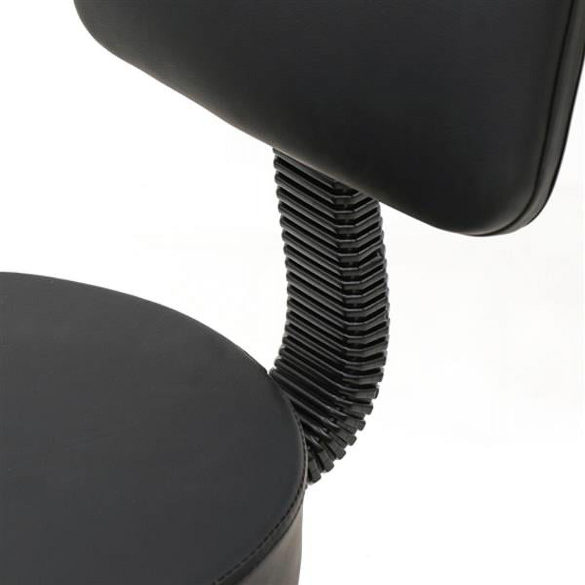 Alvantor Rolling Stool with Backrest, Adjustable Height, 360° Swivel PU Leather Seat, Black
