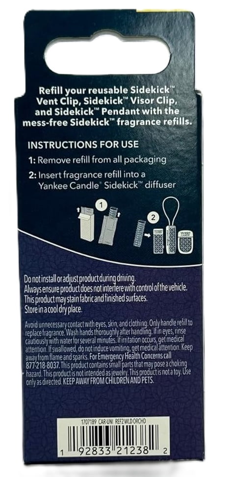 Yankee Candle Sidekick Collection - Wild Orchid - Pack of 2 Fragrance Refill Car Air Freshener (Set of 2 - Total of 4)