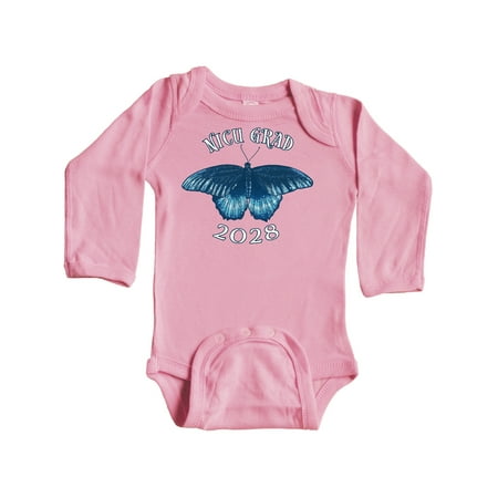 

Inktastic NICU Grad 2028 with Blue Butterfly Gift Baby Boy or Baby Girl Long Sleeve Bodysuit
