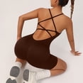 thumbnail image 4 of CHUMUD Womens Workout Outfit Built-In Bra Crisscross Back Tummy Control Butt Lifter Bodysuit Shorts, Seamless Activewear Romper Yoga Gym, 4 of 6