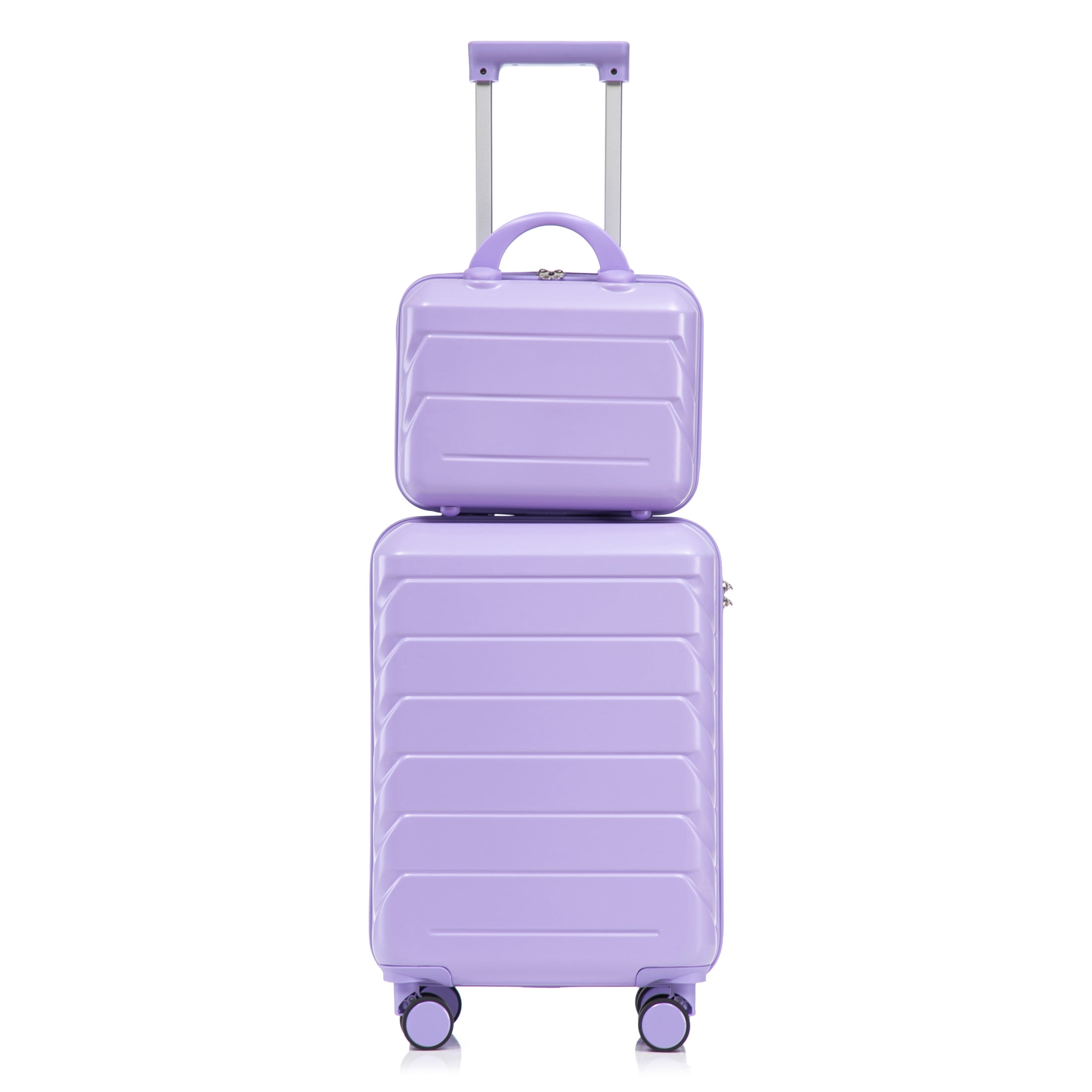 Noble House Lorven 2-Piece ABS Spinner Luggage Set, 20" Carry-On Suitcase and Cosmetic Case, Combination Lock, Purple