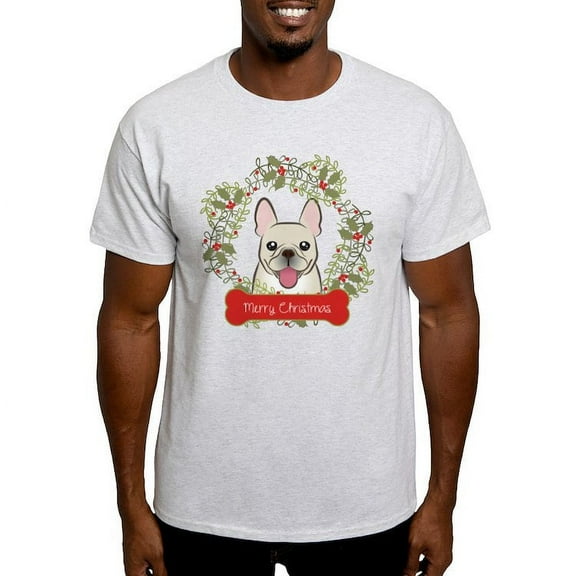 CafePress - French Bulldog Christmas Wreath Men's Value T Shir - Light T-Shirt - CP