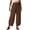 Brown, variant on Womens Flowy Lounge Pants Y2k Cross Split Hem Wide Leg Palazzo Ankle Pants High Waisted Travel Cropped Trousers White Large