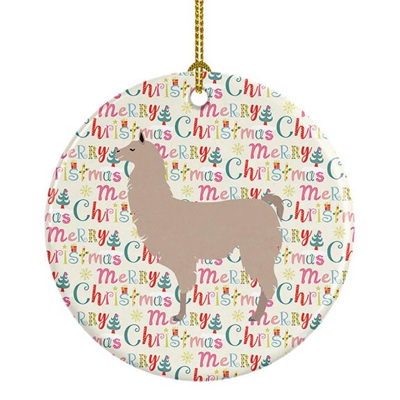 Llama Christmas Ceramic Ornament 2.8 in x 2.8 in