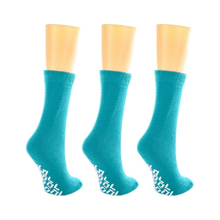 Nobles Assorted Anti Skid/ No Slip Hospital Gripper Socks, Great for  adults, men, women. Designed for medical hospital patients but great for  everyone (3 Pairs Teal) 