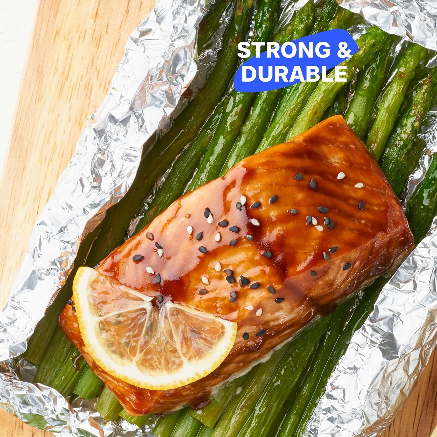 Nicole Home Collection Non-Stick Heavy Duty Aluminum Foil Roll, for Kitchen Use, Baking, Roasting, & Food Storage, 12” x 250’