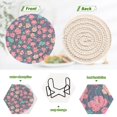 thumbnail image 4 of Haosy Set of 6 Drink Woven Coaster with Holder Heat Resistant Non-Slip Bar Coasters 4 Inches Pink Teal Small Flowers, 4 of 7