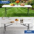 thumbnail image 6 of HaiCube 8 Foot Plastic Folding Table Portable Heavy Duty Rectangular Table with Carry Handle, Indoor Outdoor for Camping Picnic Party Dining, White, 6 of 9