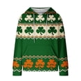 thumbnail image 3 of Women's St Patricks Day Sweatshirt Long Sleeve Crewneck Irish Shamrock Print Hoodie Plus Size Saint Patricks Shirt Saffron XL, 3 of 4