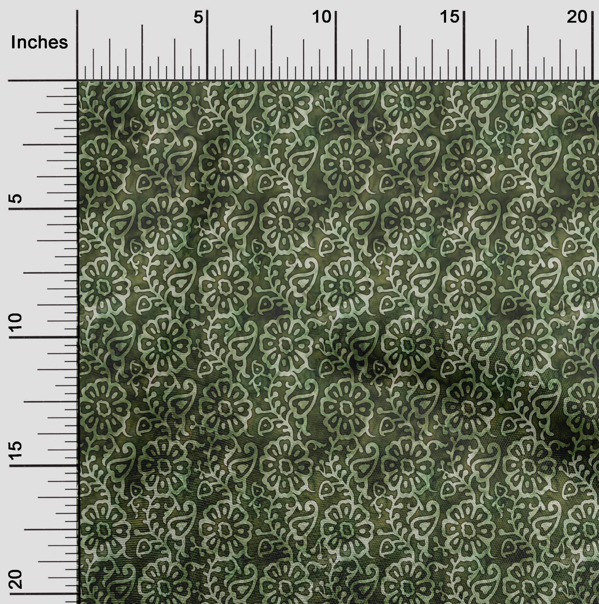oneOone Silk Tabby Green Fabric Asian Batik Floral Diy Clothing Quilting Fabric Print Fabric By Yard 42 Inch Wide