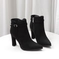 thumbnail image 2 of NOKIO Women'S Trendy Suede Ankle Booties Women's Autumn And Winter Pointed Toe Stiletto Suede Stitching Fashionable Thin Suede High Heel Short Boots Women'S Fashionable Sock Booties, 2 of 6