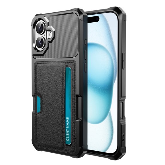 TECH CIRCLE for iPhone 16 Case 6.1" (2024), Shockproof Sturdy Basic Case with Built-in Credit Card Holder Slot, Compatible with Magnetic Car Mount, Slim Fit Lightweight Protective Cover, Black