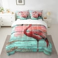 thumbnail image 2 of Erosebridal Cartoon Flamingo Bed in a Bag Full size, Rustic House Bed Set, Wooden Plank Reversible Bedding Full Size, Ultra Soft Bedroom Decoration, 7pcs, 2 of 4